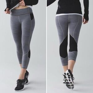 lululemon Pace Rival Mid-Rise Crop Leggings 22” 8‎ gray black pocket athletic
